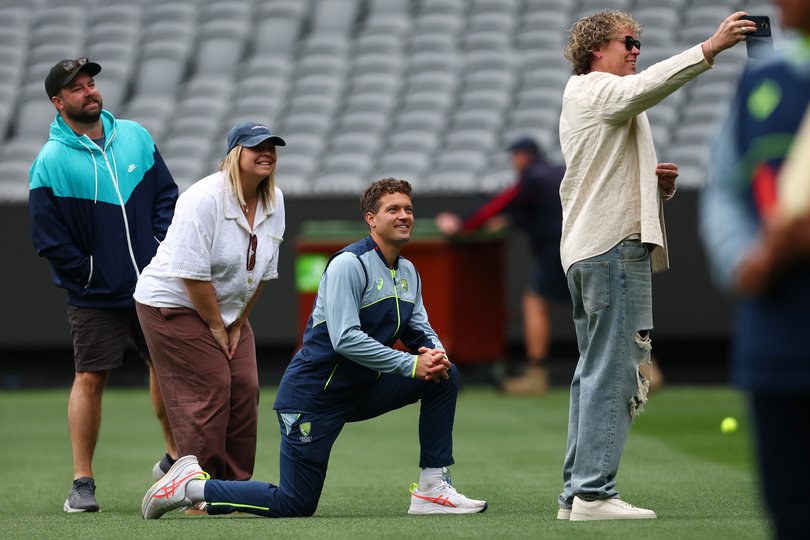 Australian players spent the morning with family on the MCG.