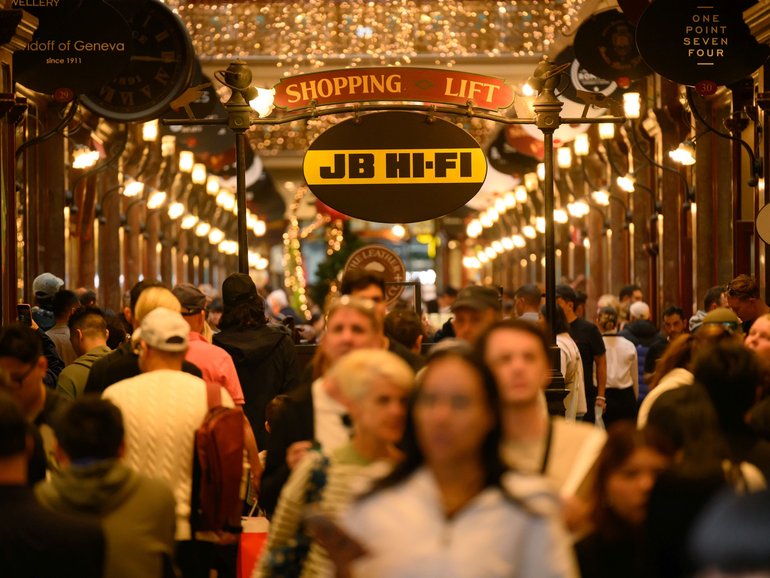 General view of Boxing Day sales at The Strand Arcade in Sydney, Friday, December 26, 2025. (AAP Image/George Chan) NO ARCHIVING