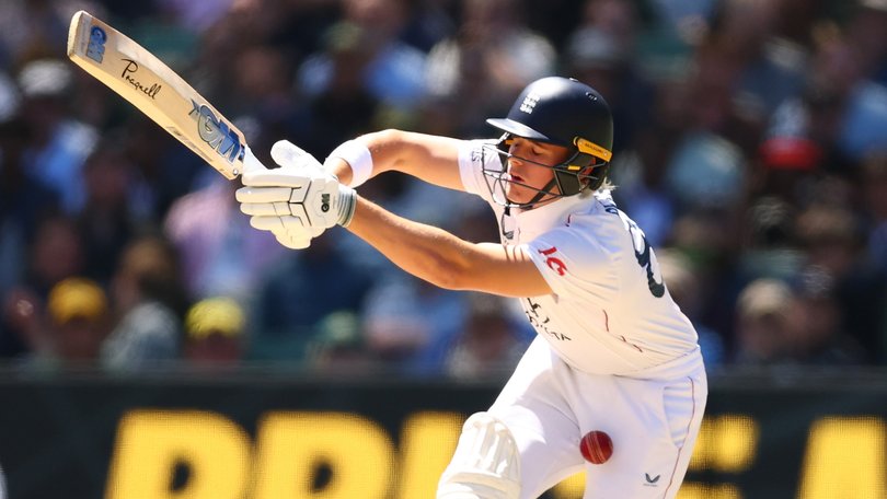 Jacob Bethell is struck on Day 2.