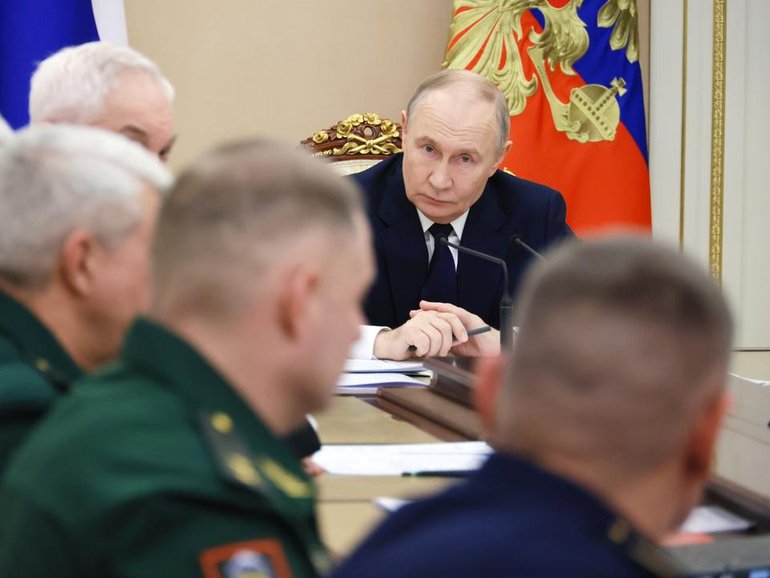 President Vladimir Putin meets to discuss Russia's 'special military operation' in Ukraine. (EPA PHOTO)