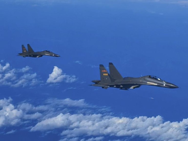 China's air force is part of large-scale military drills being conducted around Taiwan. (AP PHOTO)