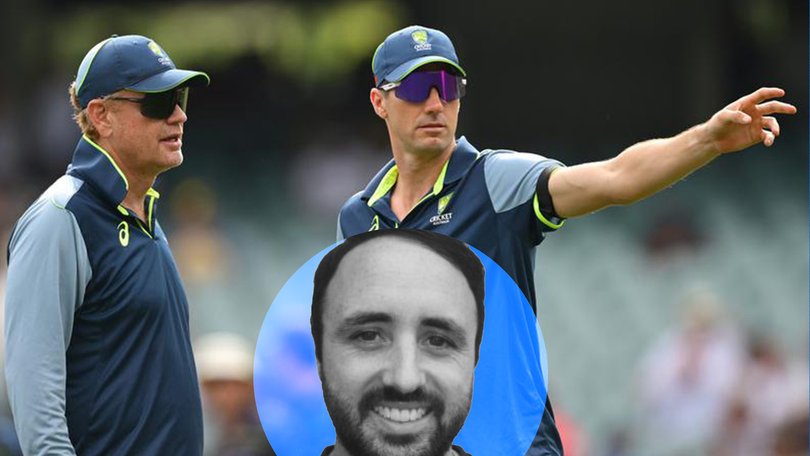 Andrew McDonald, Australia Head coach talks to Pat Cummins