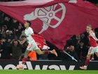 Gabriel Jesus (l) celebrates scoring Arsenal's final goal in their win against Aston Villa. (AP PHOTO)