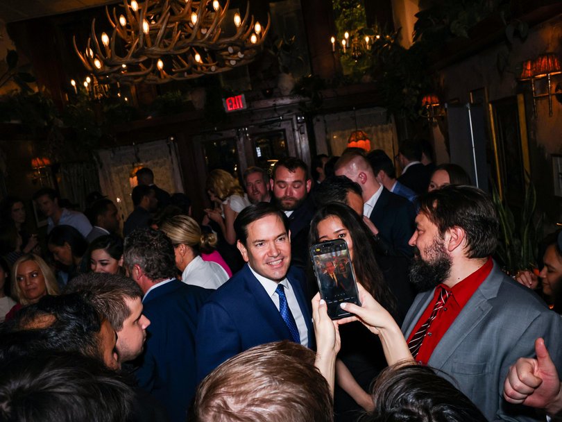 Marco Rubio attends the Uninvited party at Butterworth's after the White House correspondents' dinner in April. 