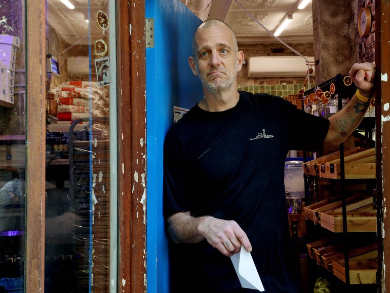 Former TV Chef Ed Halmagyi in the doorway of his Avner's Bakery in Surry Hills.