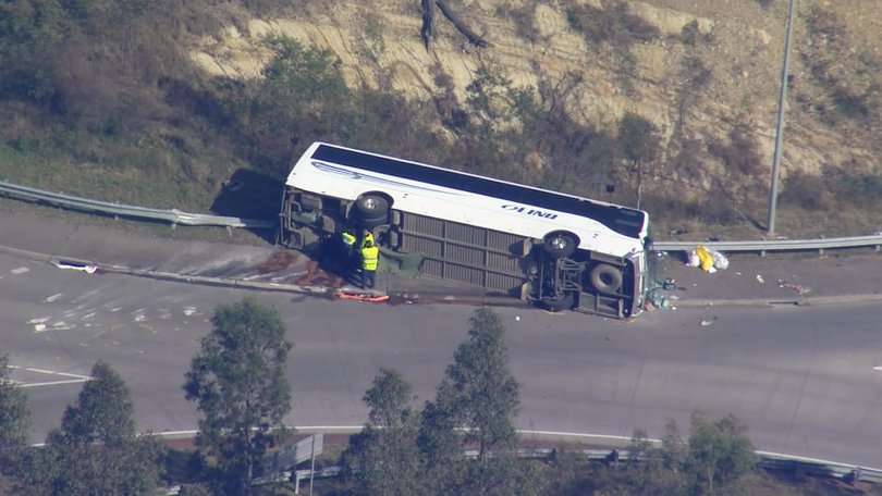 The bus crash near the Hunter Valley, NSW where 10 people were killed.