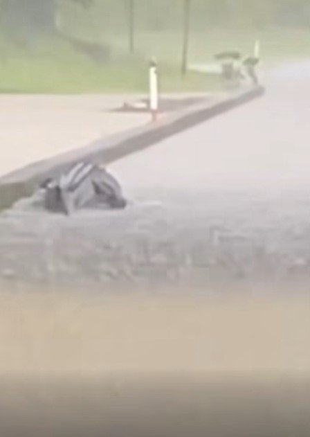 A large crocodile walking on a bridge.