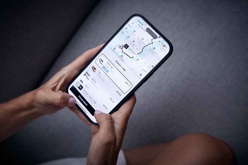 The Uber app on a phone.