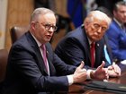 Australian Prime Minister Anthony Albanese, from left, speaks during a meeting with President Donald Trump.