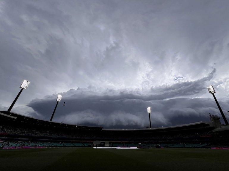 A Sydney storm brought proceedings to an early end.