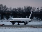 An aircraft carrying Venezuelan President Nicolas Maduro taxis on the runway after landing at Stewart Air National Guard Base.