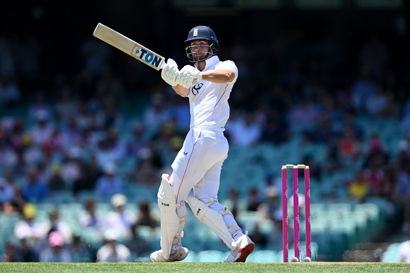 SYDNEY, AUSTRALIA - JANUARY 05: Will Jacks of England hits out for six runs during day two of the Fifth Test in the 2025/26 Ashes Series between Australia and England at Sydney Cricket Ground on January 05, 2026 in Sydney, Australia. (Photo by Gareth Copley/Getty Images)
