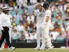 Marnus Labuschagne of Australia and Ben Stokes of England exchange words.