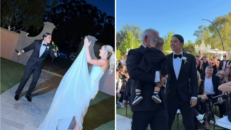 Football royalty have come together as Sam Kerr and Kristie Mewis said ‘I do’ at a stunning Australian venue, with new photos and videos revealing the stars who attended the celebration.