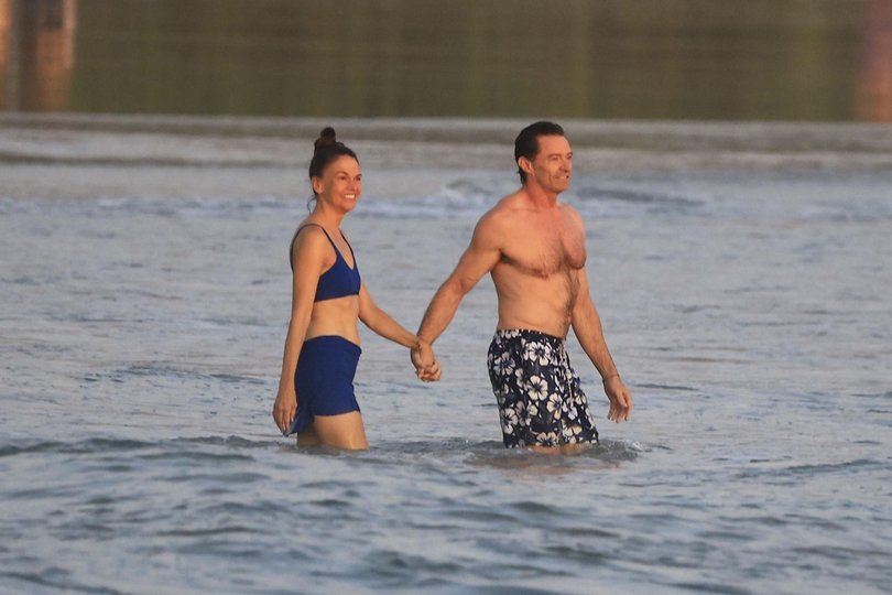 Australian actor and singer Hugh Jackman is seen spending quality time with girlfriend Sutton Foster as they enjoy a romantic sunset on the beach in Costa Rica.