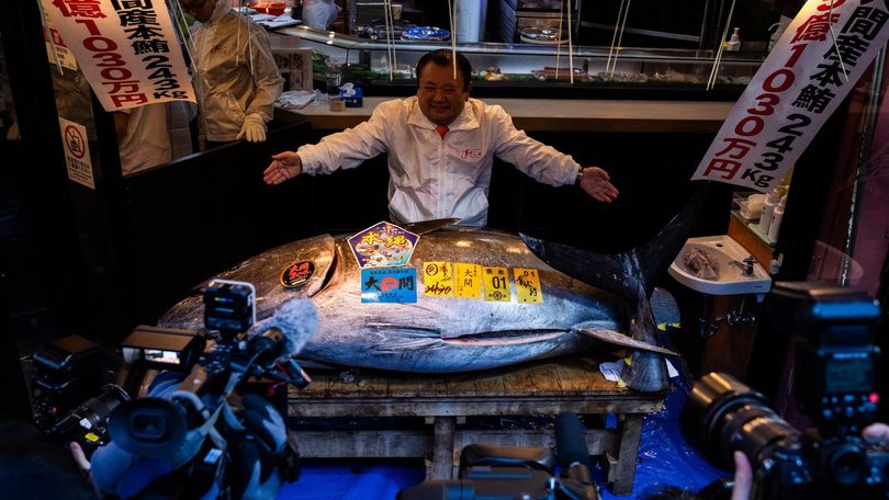 Tuna king Kiyoshi Kimura says he paid more than expected for the special fish but is happy he won. (AP PHOTO)