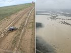 The stranded man was tracked about 40km through knee-deep mud by the helicopter crew.
