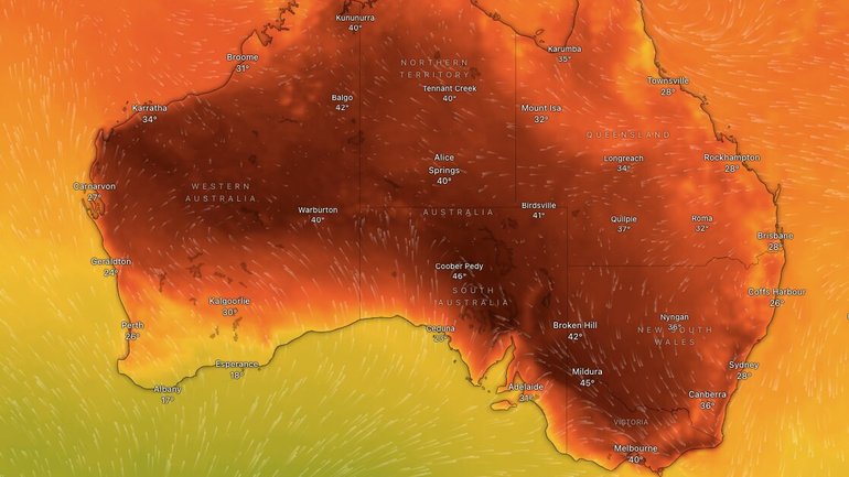 The majority of the country will be affected by the heatwave. Source: Windy