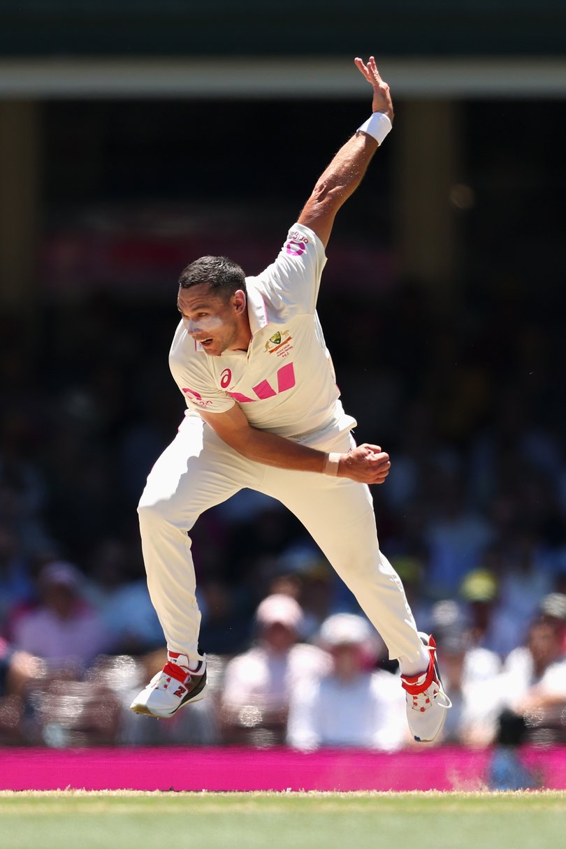 SYDNEY, AUSTRALIA - JANUARY 07: Scott Boland of Australia bowls during day four of the Fifth Test in the 2025/26 Ashes Series between Australia and England at Sydney Cricket Ground on January 07, 2026 in Sydney, Australia. (Photo by Cameron Spencer/Getty Images)