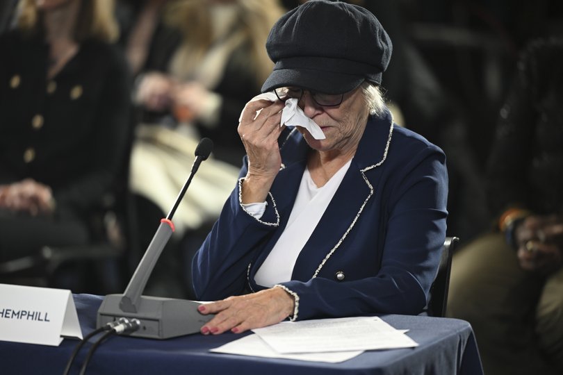 Pamela Hemphill, who formerly supported President Donald Trump and took part in storming the US Capitol on Jan. 6, speaks during a hearing held by Democrats on the 5th anniversary.