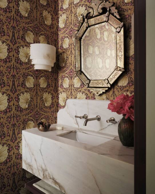 Wallpaper was chosen for the powder room. Pic: Dave Wheeler.