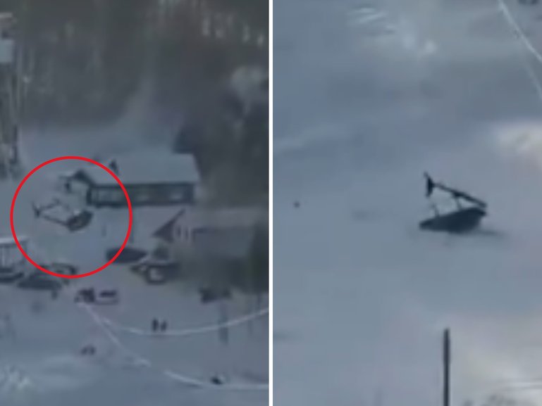 The moment two Russian executives were killed in a horror helicopter crash has been captured in shocking footage. 