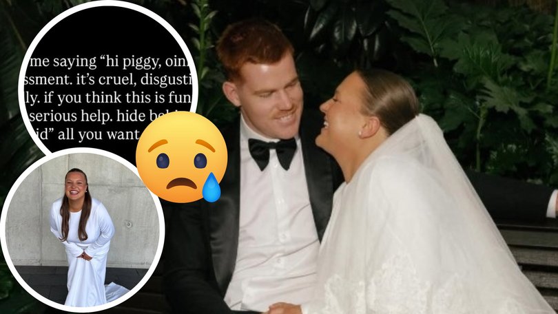An AFL WAG, Chloe Pink has been targeted by cruel online comments after trolls compared her appearance to children’s character Miss Piggy.