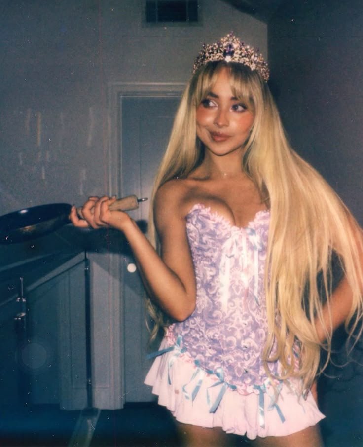 Sabrina Carpenter dressed as Rapunzel for Halloween.