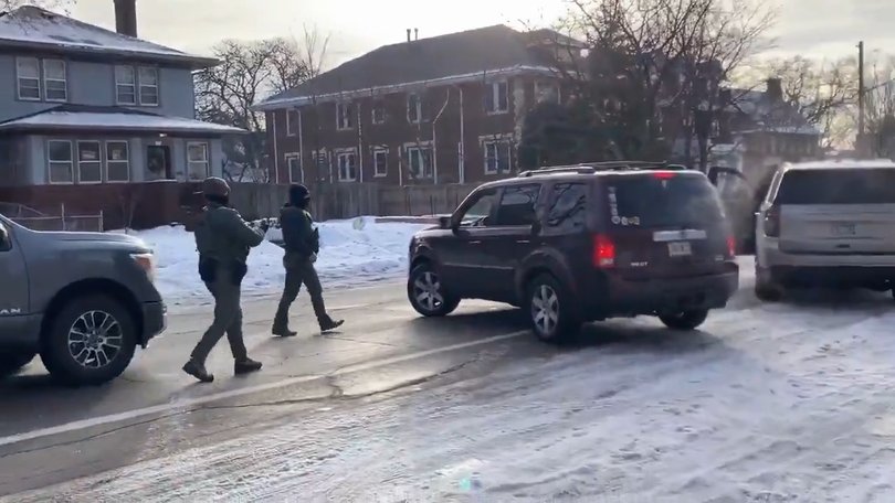 Videos showed two masked officers approaching Ms Good’s car.