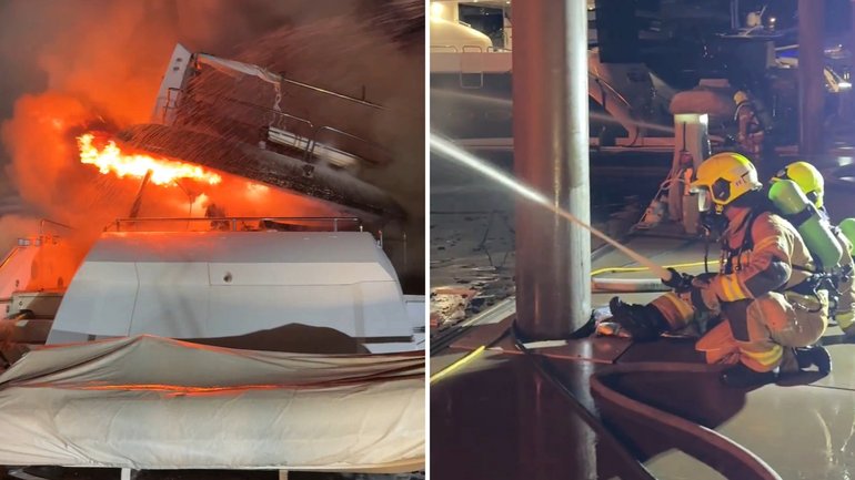 An early morning inferno has destroyed multiple luxury boats at a marina in a prestigious Sydney suburb.