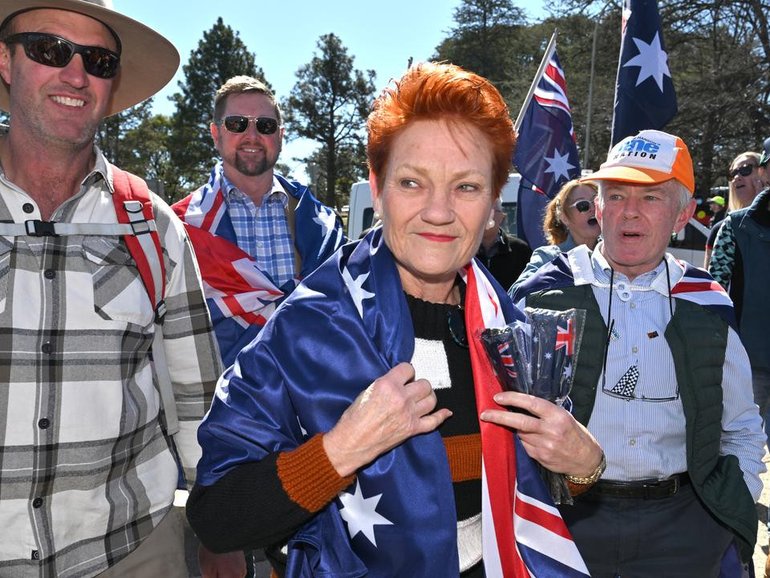 Polling shows Pauline Hanson's One Nation is challenging the long-held Liberal and Labor duopoly. (Mick Tsikas/AAP PHOTOS)