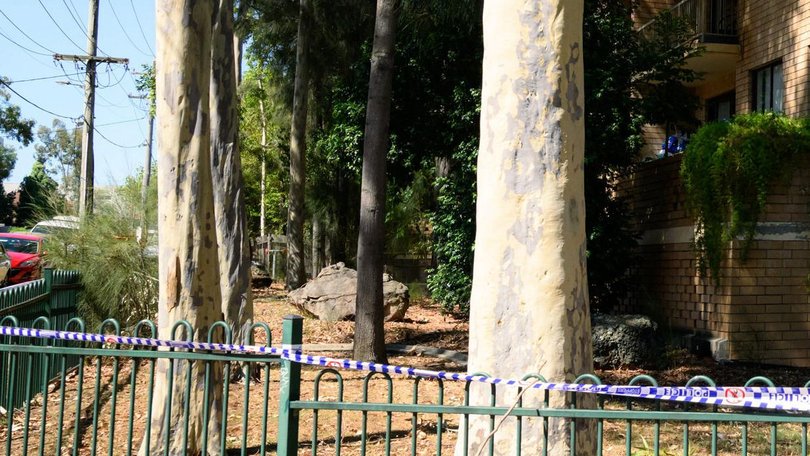 SYDNEY, AUSTRALIA - NewsWire Photos JANUARY 10, 2026: Police cordon at the crime scene on Newman Street at Merrylands on January 10, 2026 in Sydney, Australia. A 44 year old man has died in a shooting in Merrylands at about 6:40am on January 10, 2026. NewsWire / George Chan