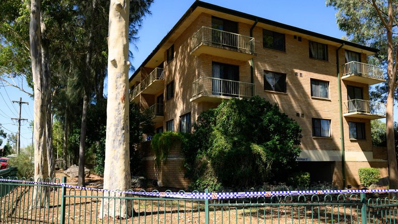 The man died at a unit block on Newman Street at Merrylands in Sydney’s west. Picture: NewsWire / George Chan