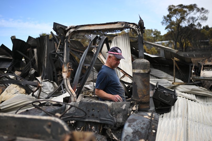 His home, along with those of his brothers, are among at least 50 structures lost in the uncontrolled blaze in the Victorian apple orchid town.