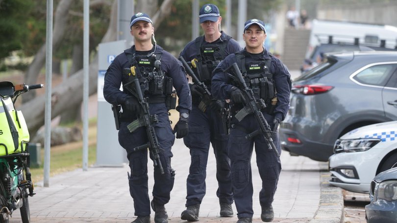 Heavily armed police have become commonplace at events in the wake of the Bondi terror attack. NewsWire / Christian Gilles