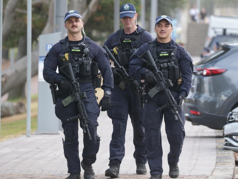 Heavily armed police have become commonplace at events in the wake of the Bondi terror attack. NewsWire / Christian Gilles