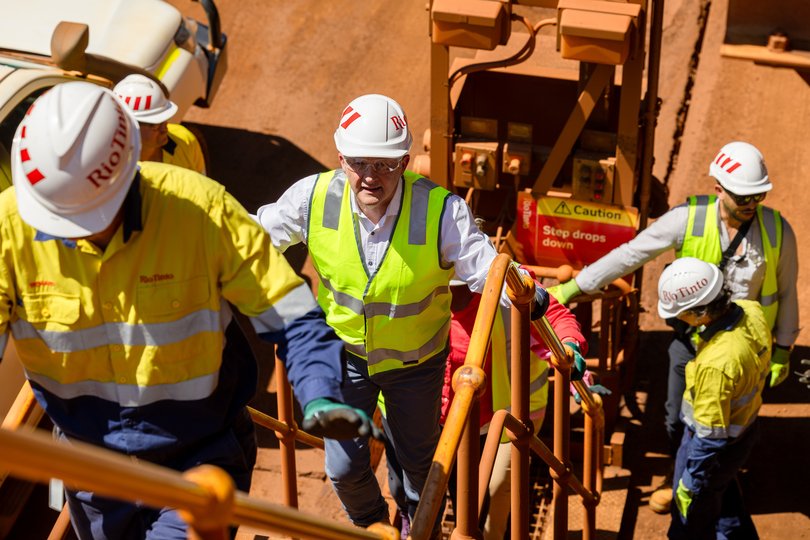  Prime Minister Anthony Albanese on the campaign trail In the WA at Rio Tinto Dampier Port. 