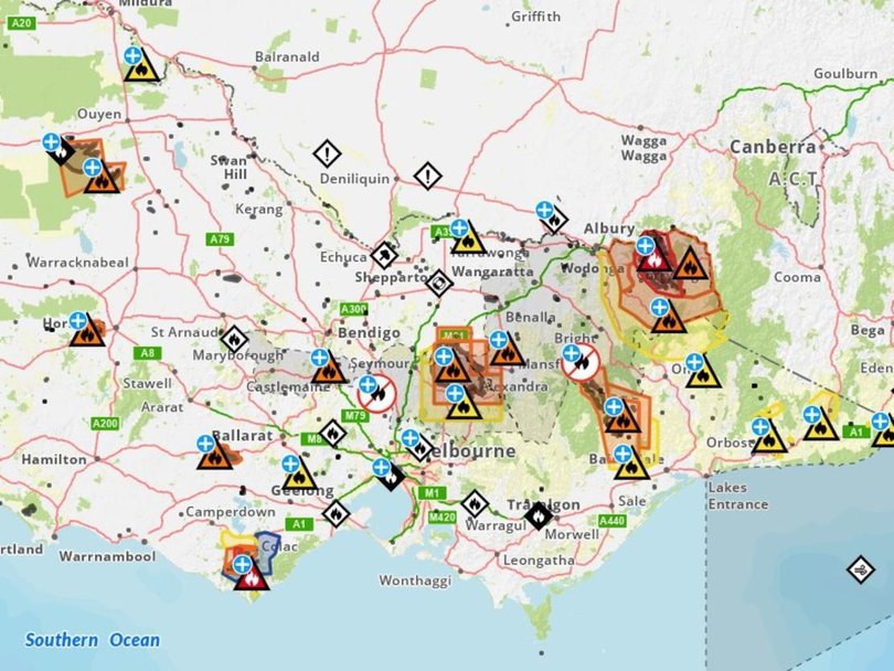 The southern state is being battered by bushfires. Picture: VicEmergency