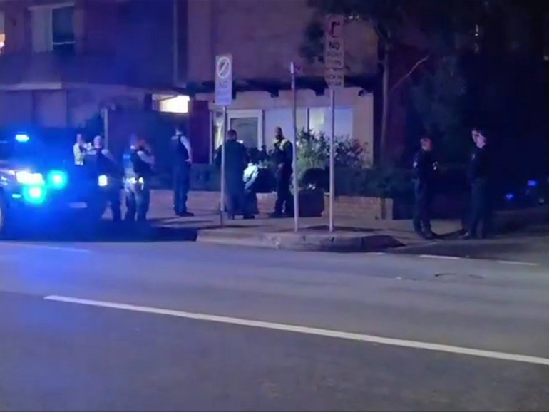 Police swarmed Oxford Street in Bondi late on Sunday night.