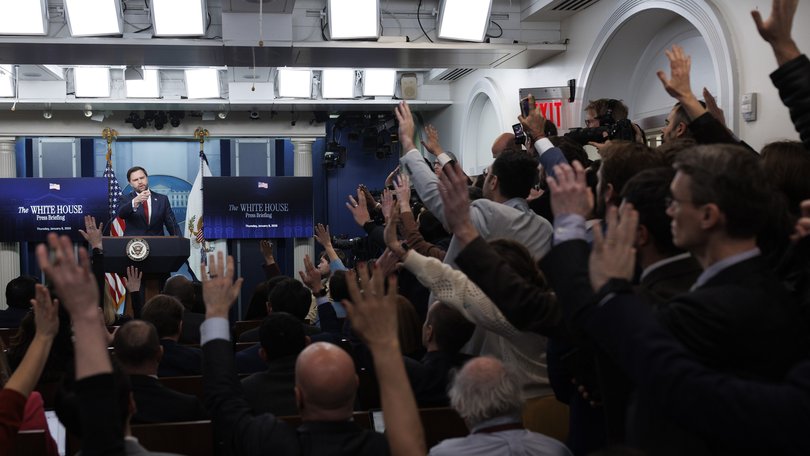 Vance speaks to reporters on Thursday at the White House. 