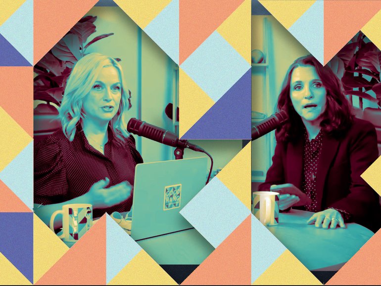 Good Hang host Amy Poehler interviewing Julia Louis-Dreyfus.