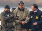 Nicolas Maduro in handcuffs after landing at a Manhattan helipad on January 5.
