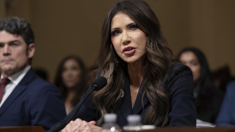 Homeland Security Secretary Kristi L. Noem at a House Committee on Homeland Security hearing in Washington on December 11.