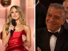 Rose Byrne, left, Nikki Glaser and George Clooney, right. 