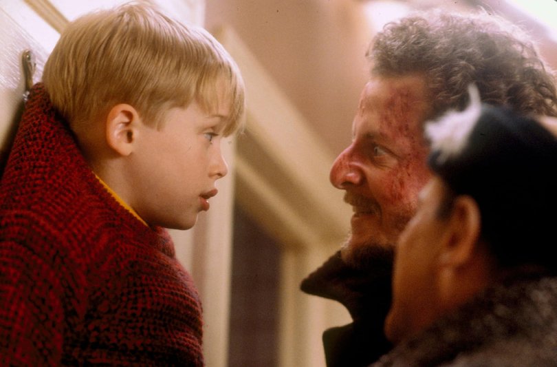 Macaulay Culkin, Joe Pesci, and Daniel Stern, centre, in Home Alone.