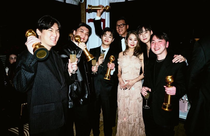 Hee Dong Nam, Yu Han Lee, Jeong Hoon Seo, Joong Gyu Kwak, Maggie Kang, Kevin Woo, and Park Hong Jun attend Nikki Glaser’s afterparty.