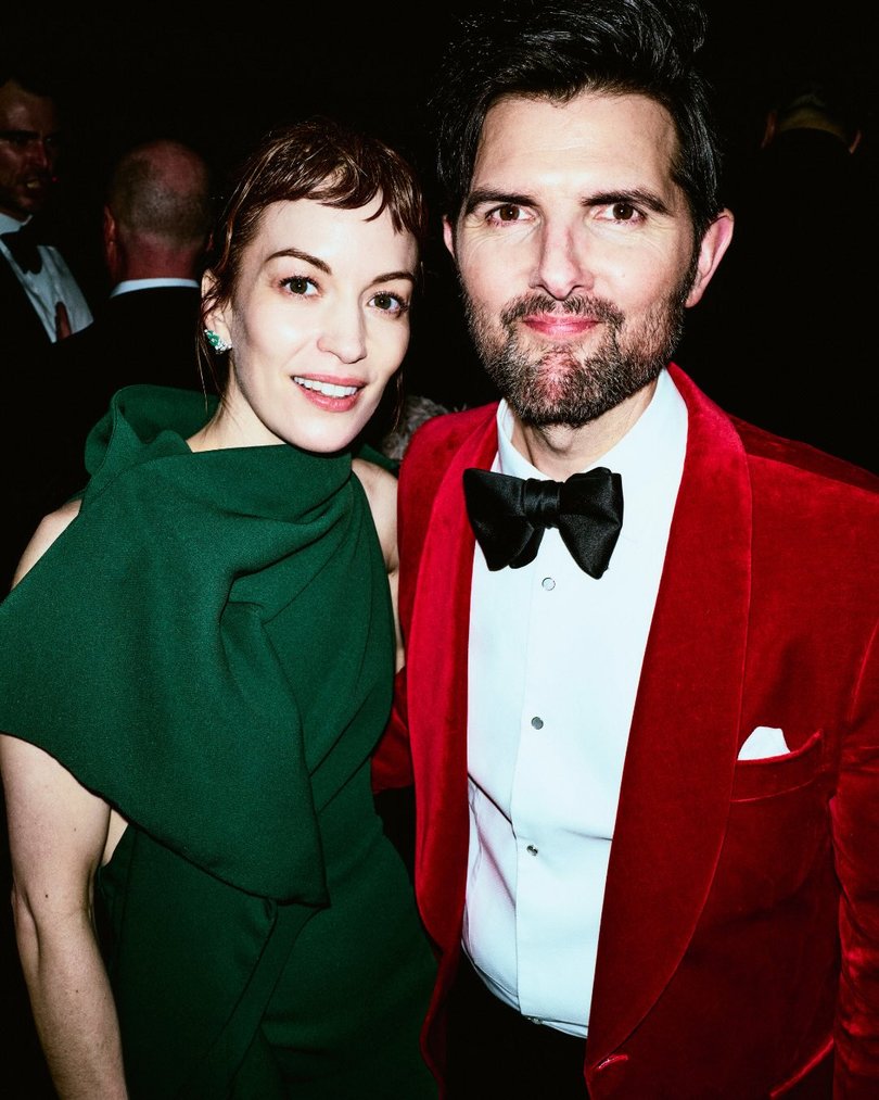 Severance stars Britt Lower and Adam Scott attend Nikki Glaser’s afterparty.