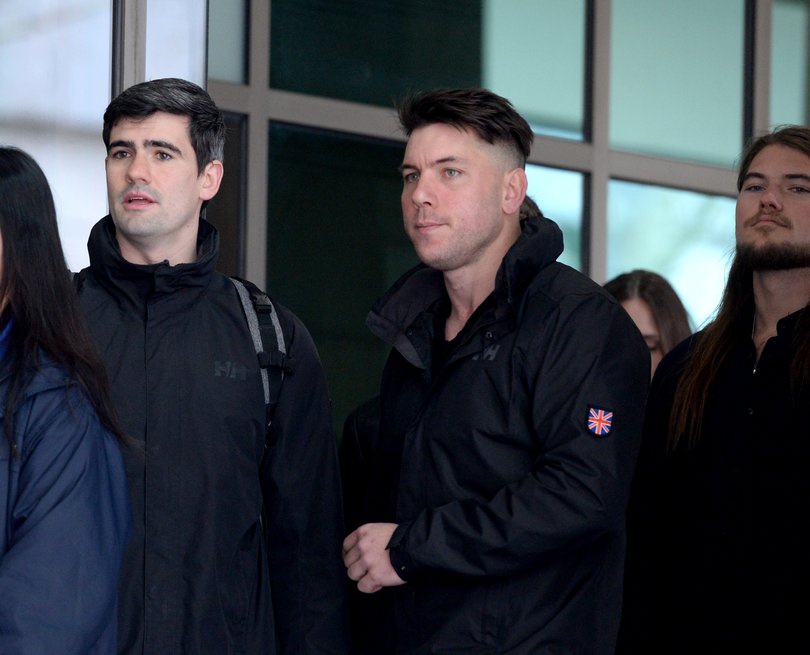 Jacob Hersant (on left) with fellow supporters of prominent Melbourne neo nazi leader Thomas Sewell.