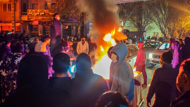 Protesters rally on January 8, 2026 in Tehran, Iran.