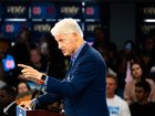 Former president Bill Clinton appears at a rally in Durham, North Carolina, with Democratic vice-presidential nominee Tim Walz on October 17, 2024. 